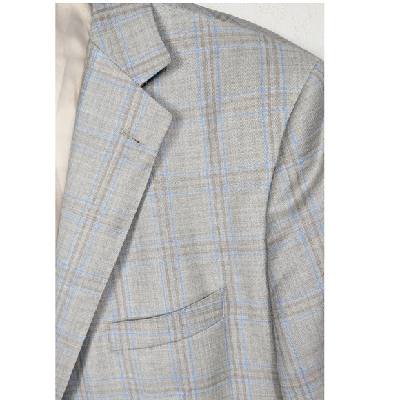 Blujacket Other - Blujacket Mens 48R Blue Plaid Regular Fit Reda Wool‎ Blazer Sportcoat
